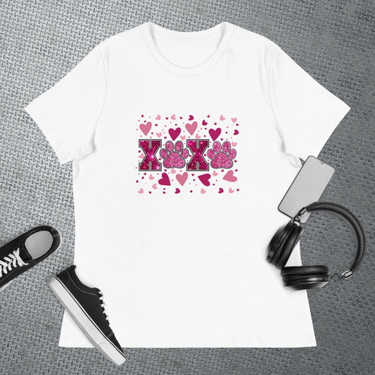 XOXO - Hugs and Kisses and Paws in Glitter Design - Women's Relaxed T-Shirt
